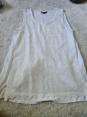 Massimo Dutti Cream Lace Front Sleeveless Tank